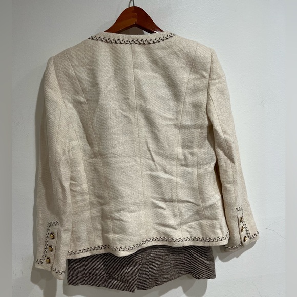 RENA LANGE Cream Tweed Blazer & Skirt Set – Size 8 - Picture 2 of 3
